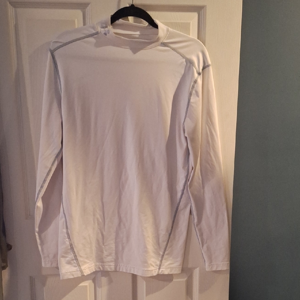 Under‎ Armour ColdGear Compression Top XL in White Grey Stitching